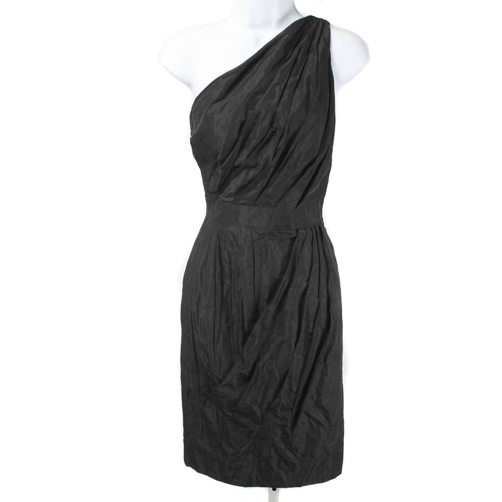 carmen marc valvo one shoulder dress Carmen Marc Valvo Black Beaded One Shoulder Evening Gown